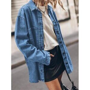 NEW- PLNOTME Oversized Jean Jacket- Women's XL